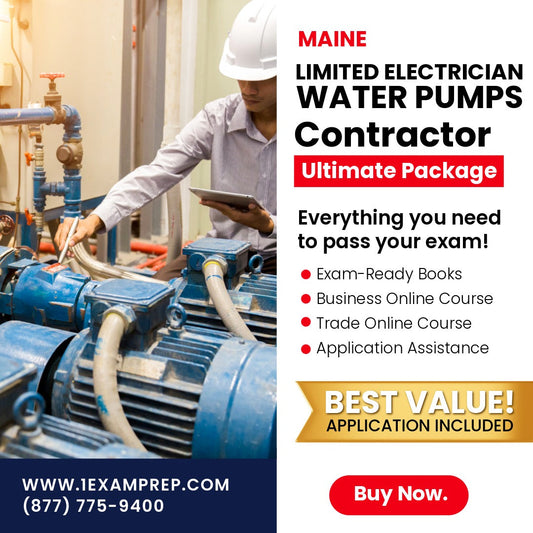 Maine Limited Electrician Water Pumps Contractor Ultimate Exam Prep Rental Package