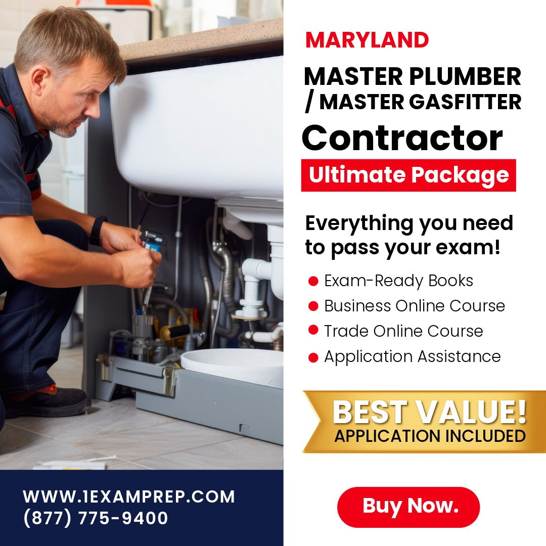 Maryland Master Plumber /  Master Gasfitter Contractor Ultimate Exam Prep Rental Package