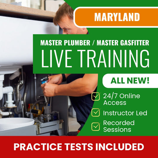 Maryland Master Plumber / Master Gasfitter Contractor Exam Prep - Live Virtual + Self Study Training