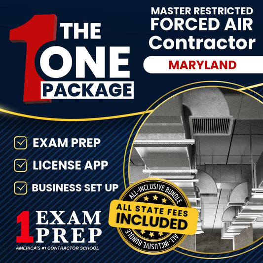 The 1 Package: All-Inclusive Maryland Master Restricted Forced Air Contractor Exam, Licensing & Business Setup Solution