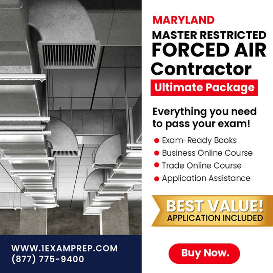 Maryland Master Restricted Forced Air Contractor Ultimate Exam Prep Rental Package