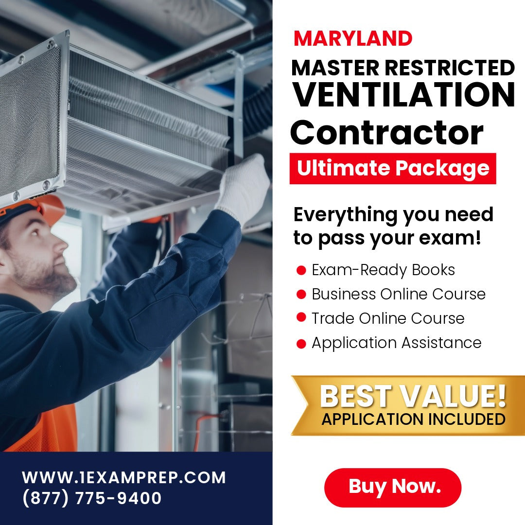 Maryland Master Restricted Ventilation Contractor Ultimate Exam Prep Rental Package