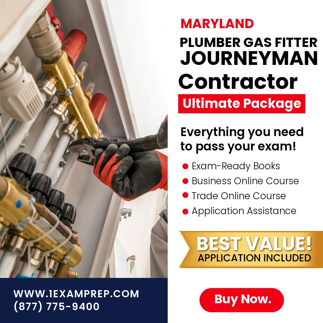 Maryland Plumber Gas Fitter Journeyman Ultimate Exam Prep Rental Package