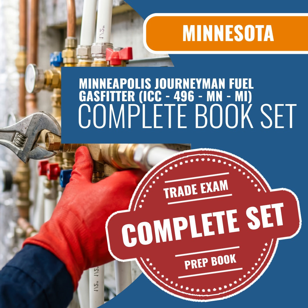 Minnesota Minneapolis Journeyman Fuel Gasfitter (ICC - 496 - MN - MI) Exam Book Package