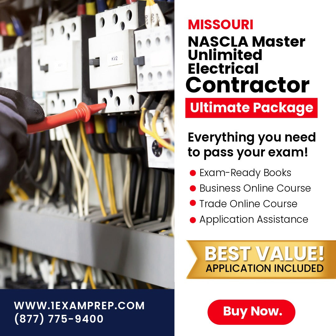 Missouri NASCLA Master Unlimited Electrical Contractor Ultimate Exam Prep Rental Package