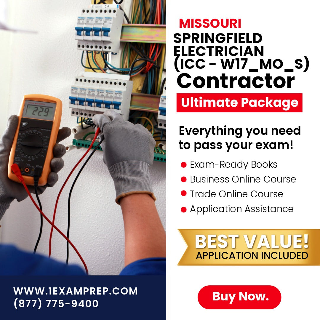 Missouri Springfield Journeyman Electrician (ICC - W17_MO_S) Ultimate Exam Prep Rental Package