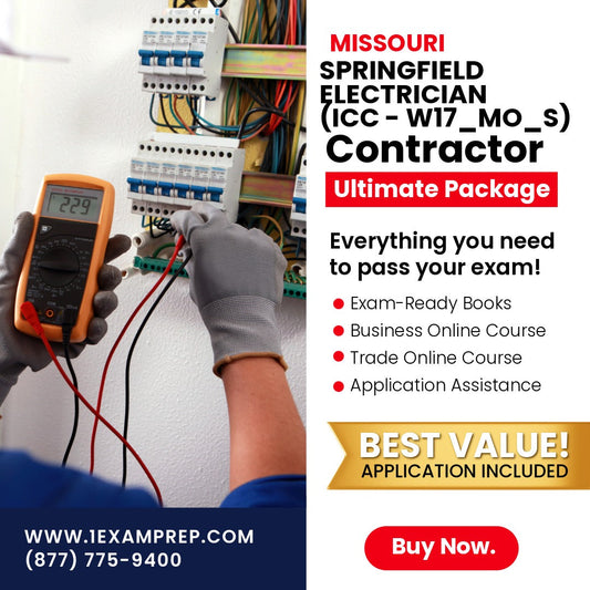 Missouri Springfield Journeyman Electrician (ICC - W17_MO_S) Ultimate Exam Prep Rental Package