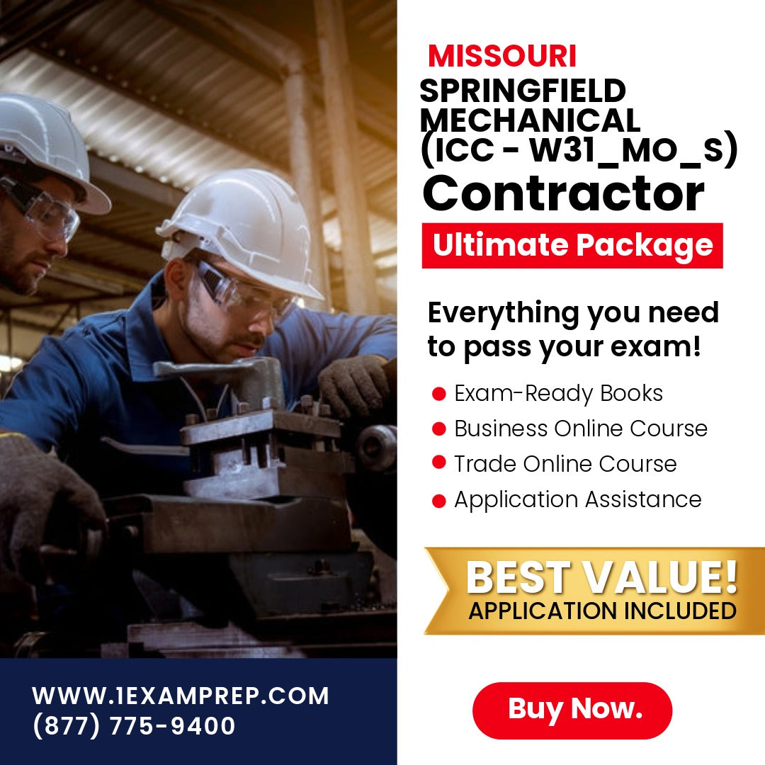 Missouri Springfield Journeyman Mechanical (ICC - W31_MO_S) Ultimate Exam Prep Rental Package