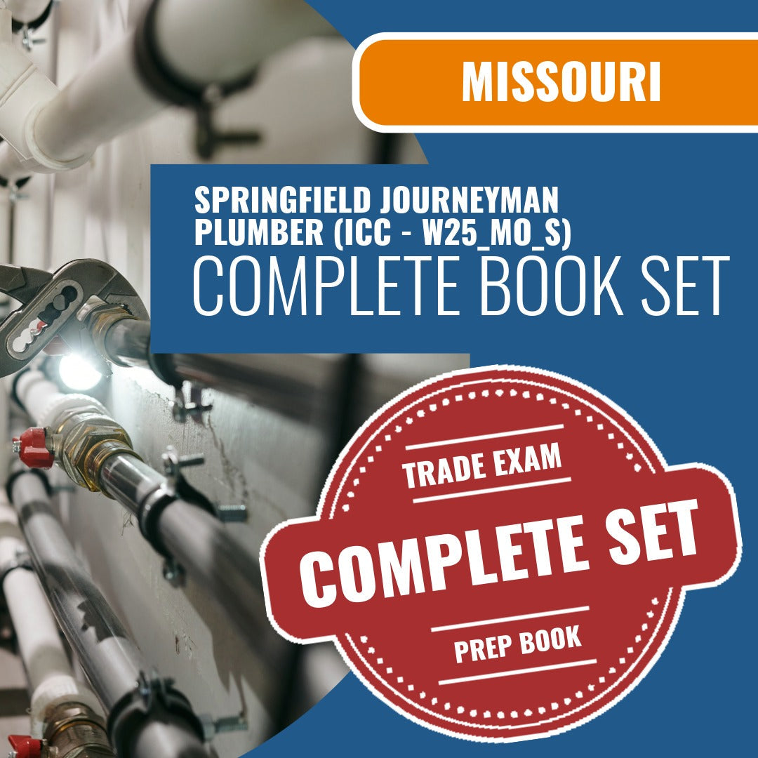 Missouri Springfield Journeyman Plumber (ICC - W25_MO_S) Exam Book Package