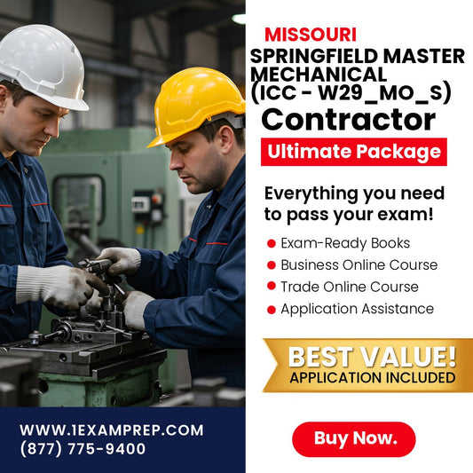 Missouri Springfield Master Mechanical Contractor (ICC - W29_MO_S) Ultimate Exam Prep Rental Package
