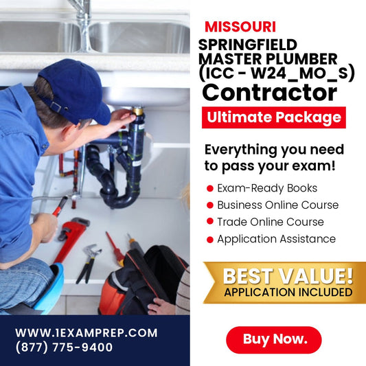 Missouri Springfield Master Plumber Contractor (ICC - W24_MO_S) Ultimate Exam Prep Rental Package