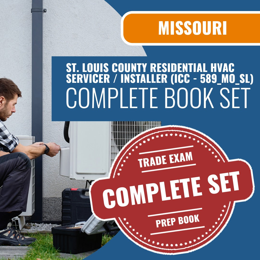 Missouri St. Louis County Residential HVAC Servicer / Installer Contractor (ICC - 589_MO_SL) Exam Book Package