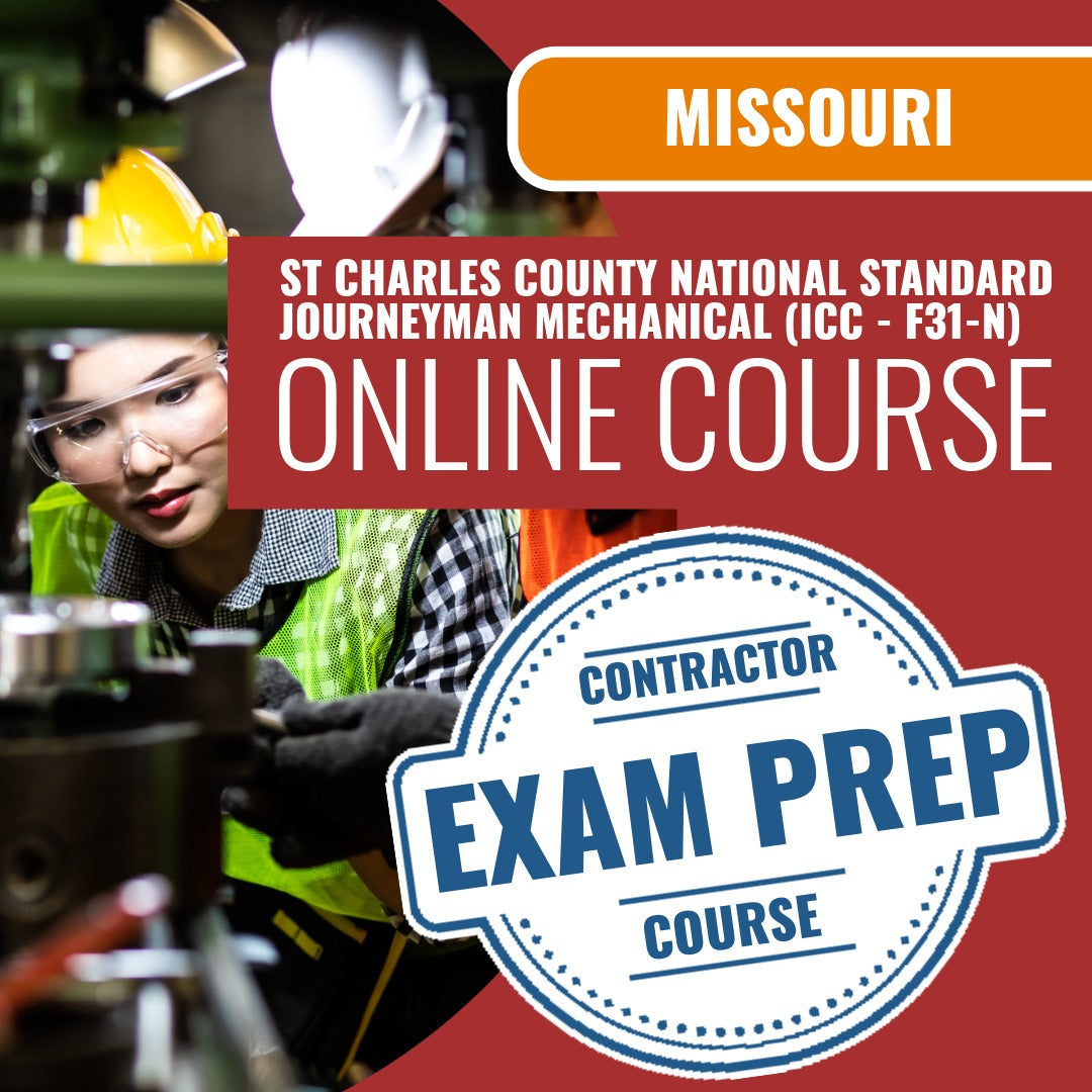 St Charles County Missouri Standard Journeyman Mechanical (ICC - F31-N) Exam - Online Exam Prep