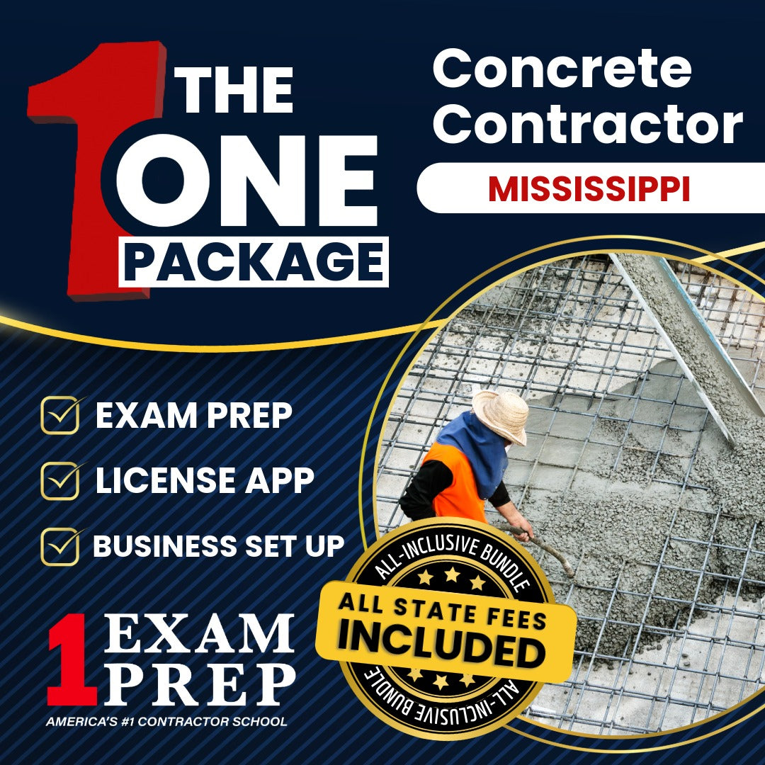 The 1 Package: All-Inclusive Mississippi Concrete Contractor Exam, Licensing & Business Setup Solution