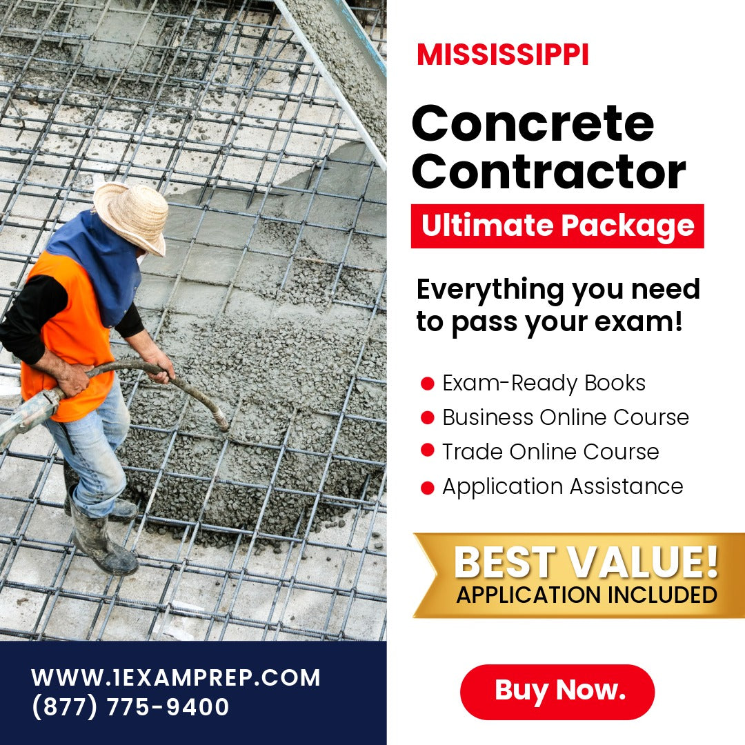 Mississippi Concrete Contractor Ultimate Exam Prep Rental Package