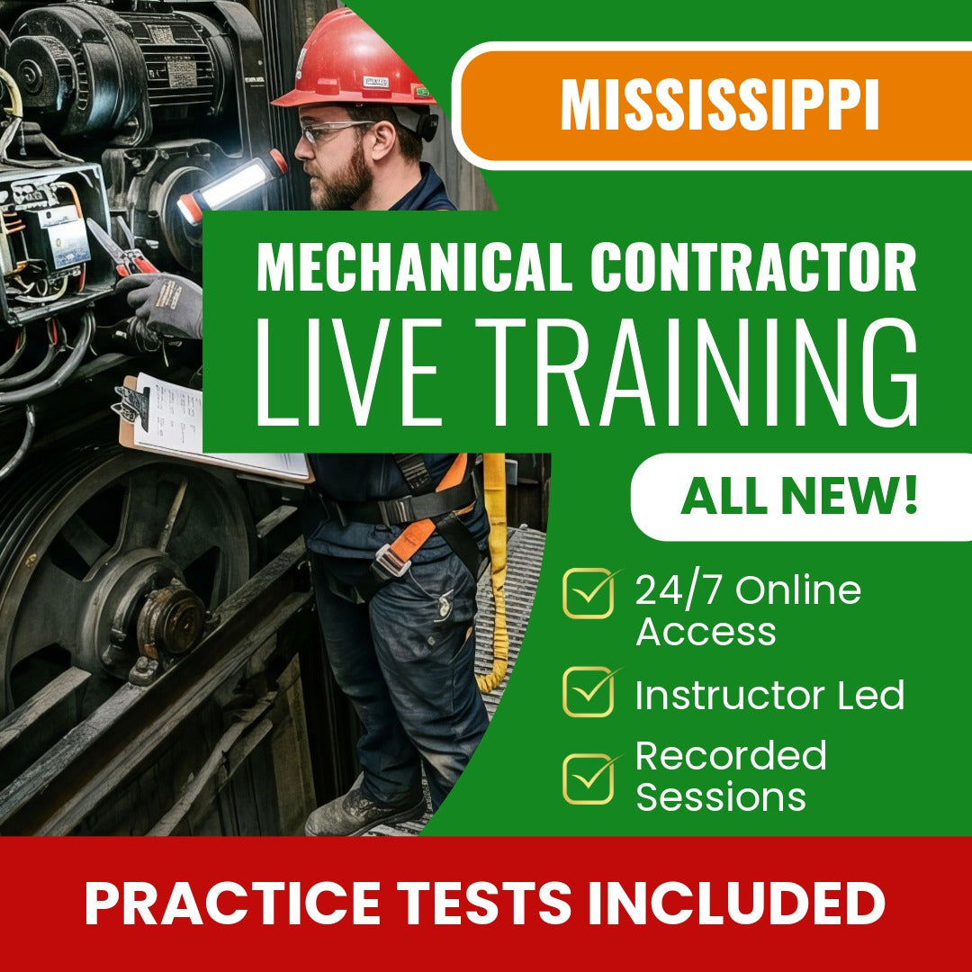 Mississippi Mechanical Contractor Exam Prep - Live Virtual + Self Study Training