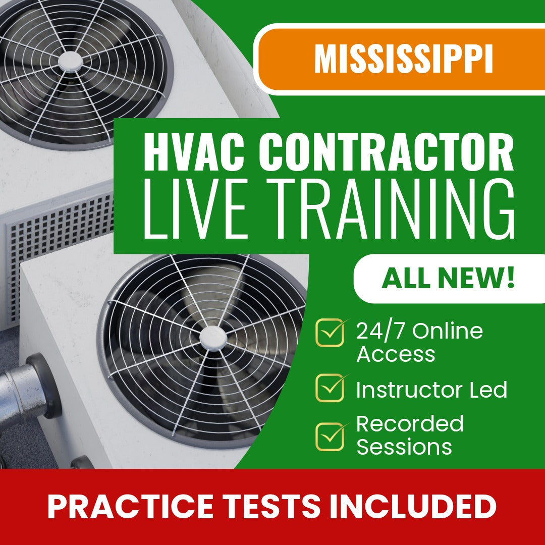 Mississippi HVAC Contractor Exam Prep - Live Virtual + Self Study Training