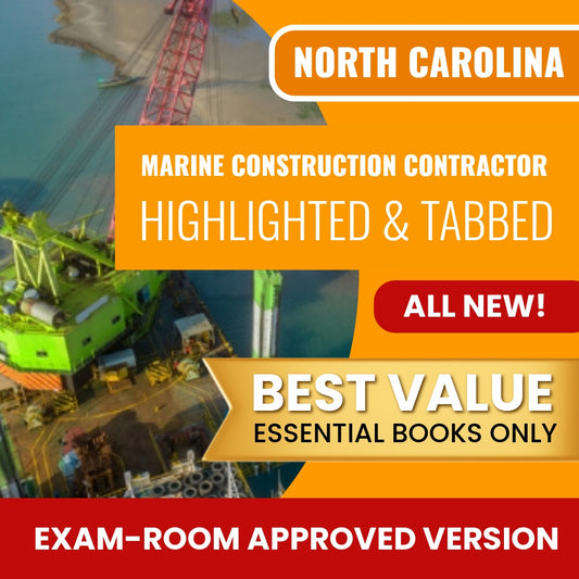 North Carolina Marine Construction Contractor Highlighted & Tabbed Books Allowed into Exam Package