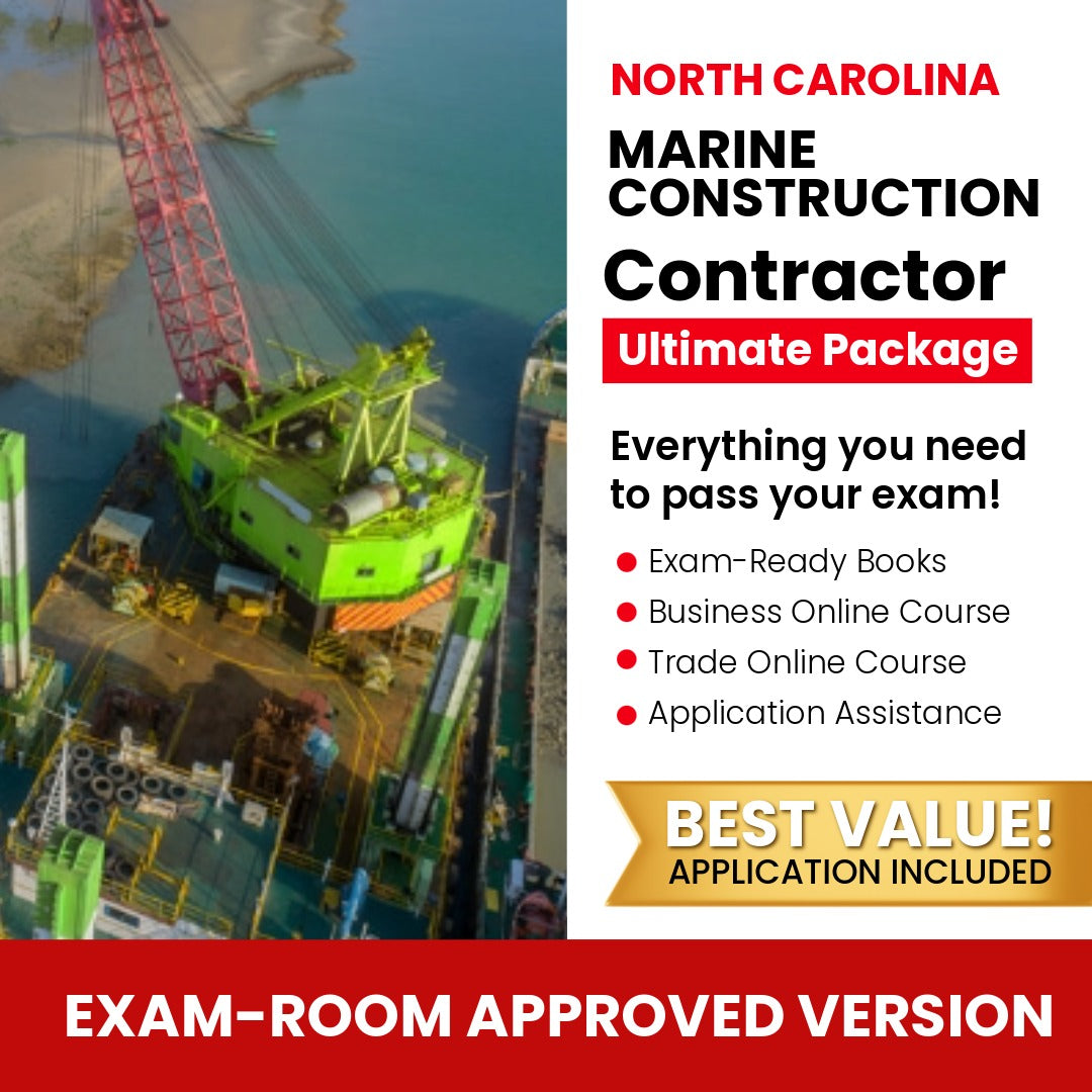 North Carolina Marine Construction Contractor Ultimate Books Exam Room Approved + Course + Application Package