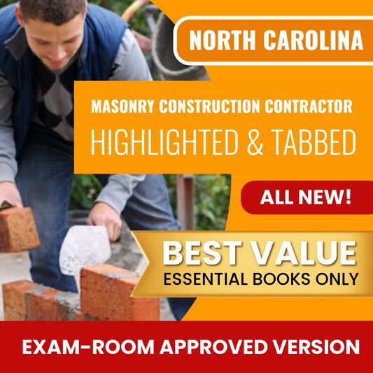 North Carolina Masonry Construction Contractor Highlighted & Tabbed Books Allowed into Exam Package