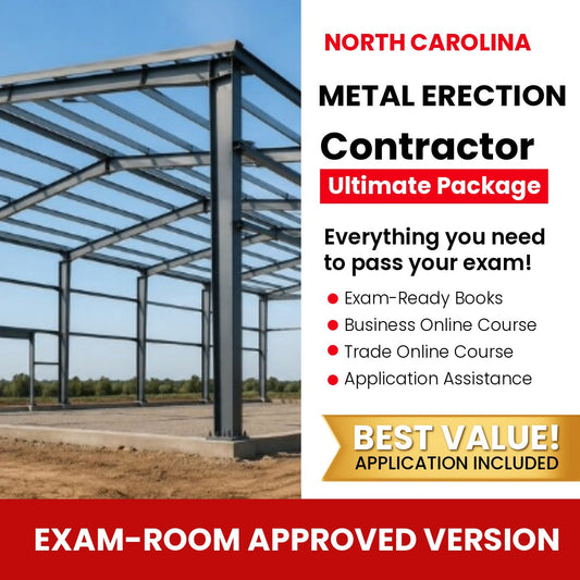 North Carolina Metal Erection Contractor Ultimate Books Exam Room Approved + Course + Application Package