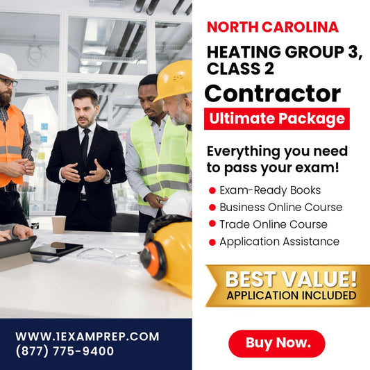 North Carolina Heating Group 3, Class 2 Contractor Exam Ultimate Package