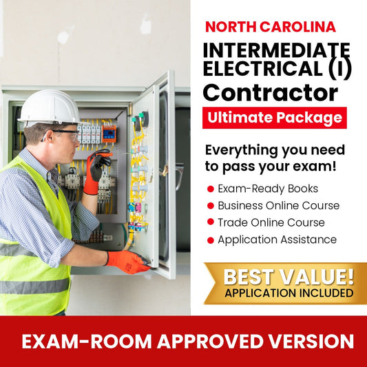 North Carolina Intermediate Electrical Contractor (I) Ultimate Books Exam Room Approved + Course + Application Package