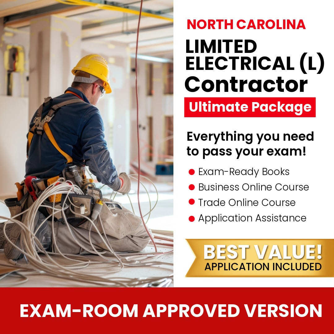North Carolina Limited Electrical Contractor (L) Ultimate Books Exam Room Approved + Course + Application Package
