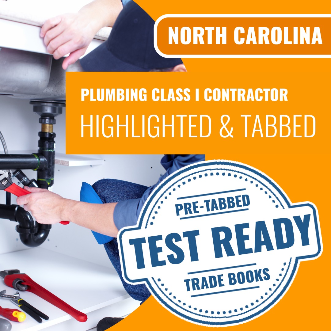 North Carolina Plumbing Class I Contractor Highlighted & Tabbed Book Package
