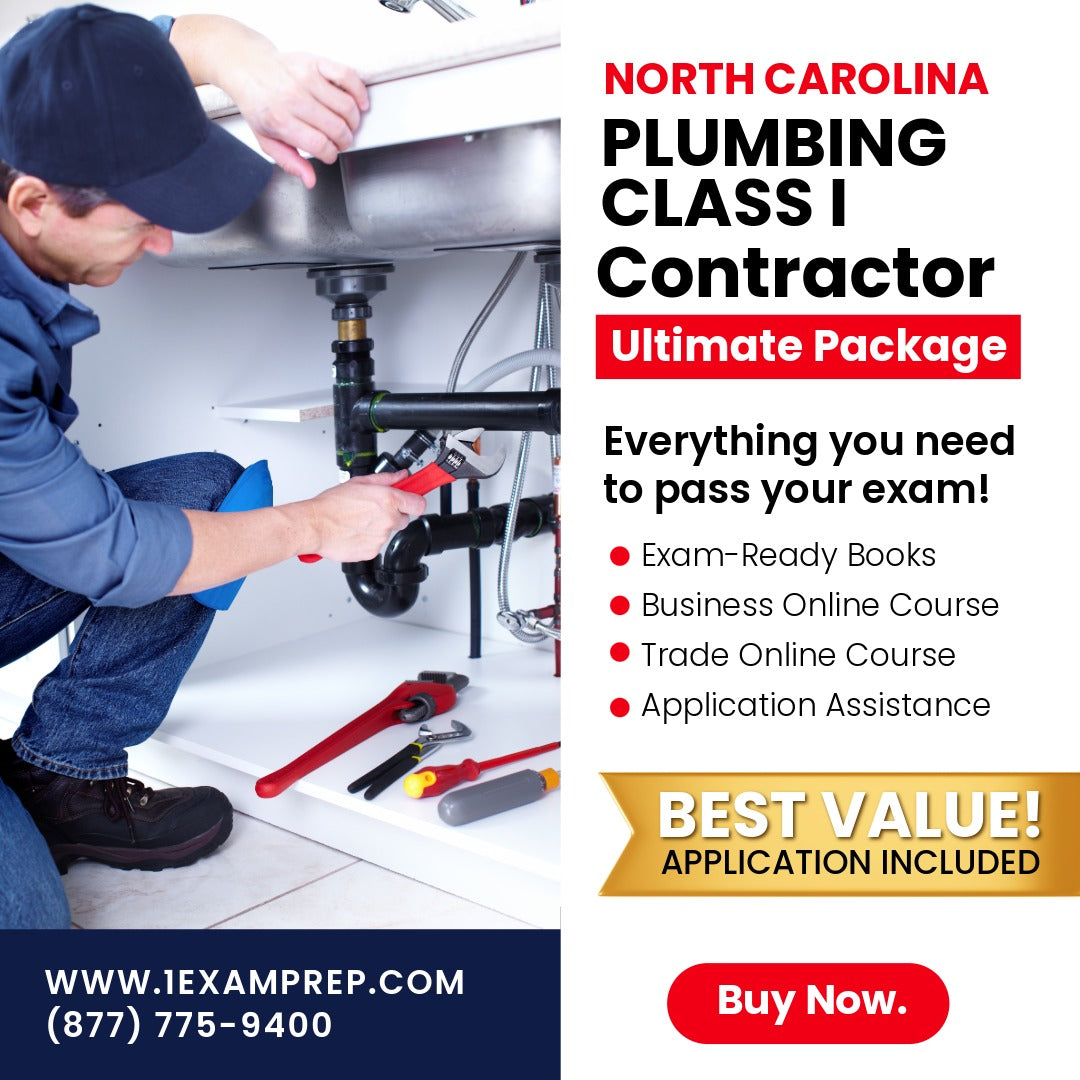 North Carolina Plumbing Class I Contractor Ultimate Exam Prep Rental Package