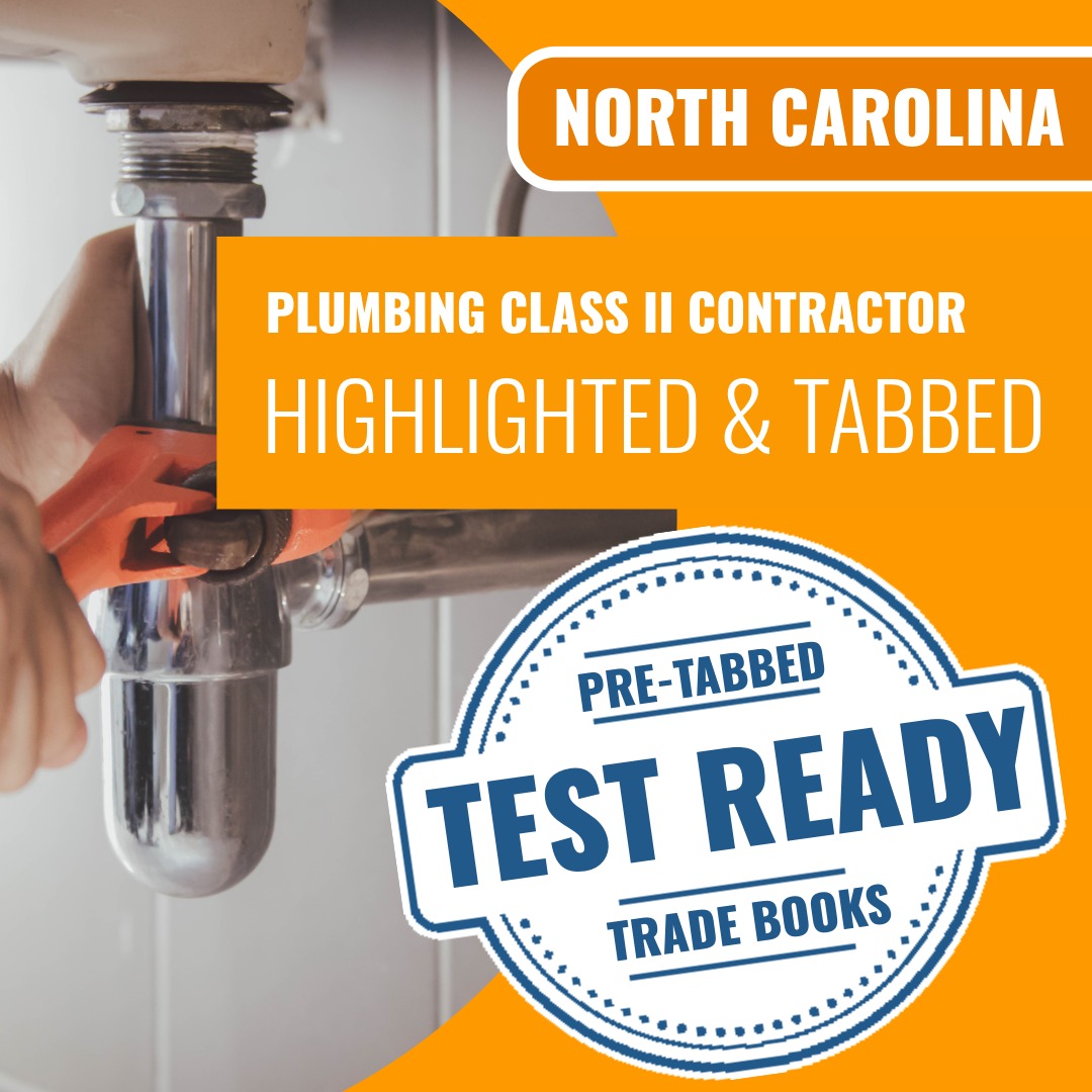 North Carolina Plumbing Class II Contractor Highlighted & Tabbed Book Package