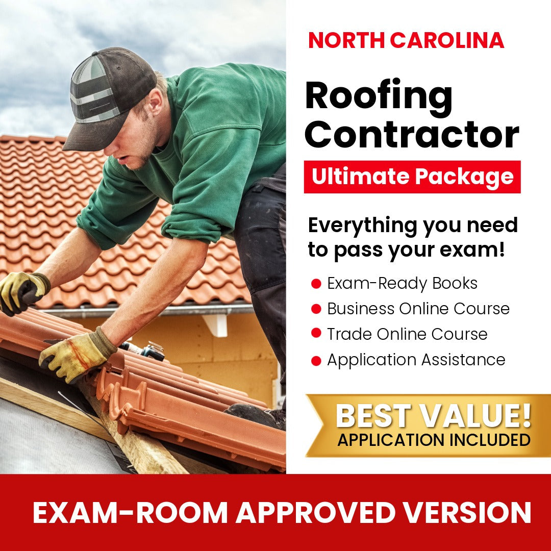 North Carolina Roofing Contractor Ultimate Books Exam Room Approved + Course + Application Package