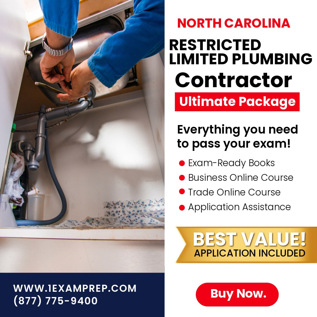 North Carolina Restricted Limited Plumbing Contractor Ultimate Exam Prep Rental Package