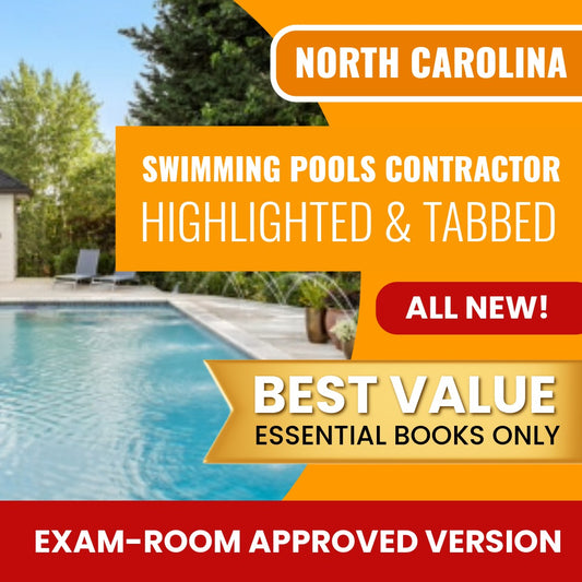 North Carolina Swimming Pools Contractor Highlighted & Tabbed Books Allowed into Exam Package
