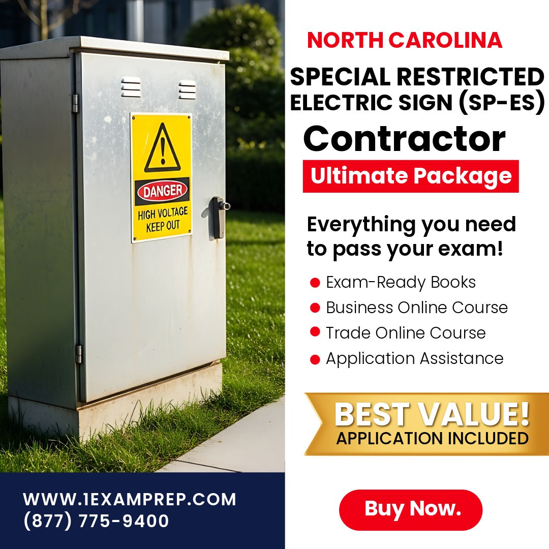 North Carolina Special Restricted Electric Sign Contractor (SP-ES) Ultimate Exam Prep Rental Package