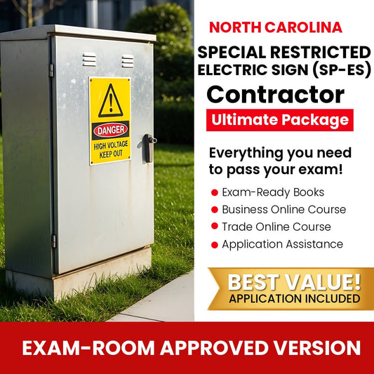 North Carolina Special Restricted Electric Sign Contractor (SP-ES) Ultimate Books Exam Room Approved + Course + Application Package