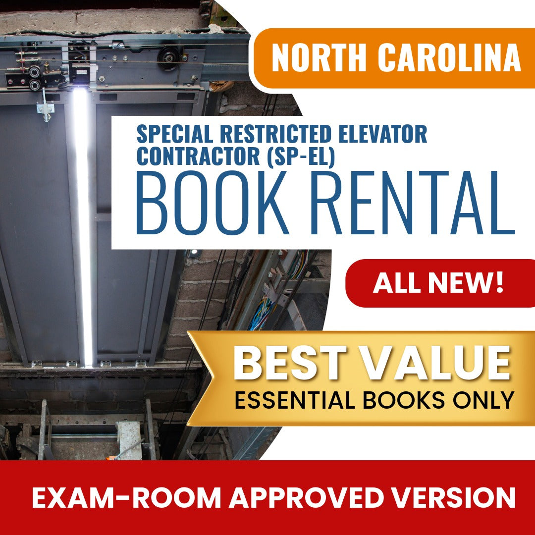 North Carolina Special Restricted Elevator Contractor (SP-EL) Books & Course Rental - Exam Room Approved