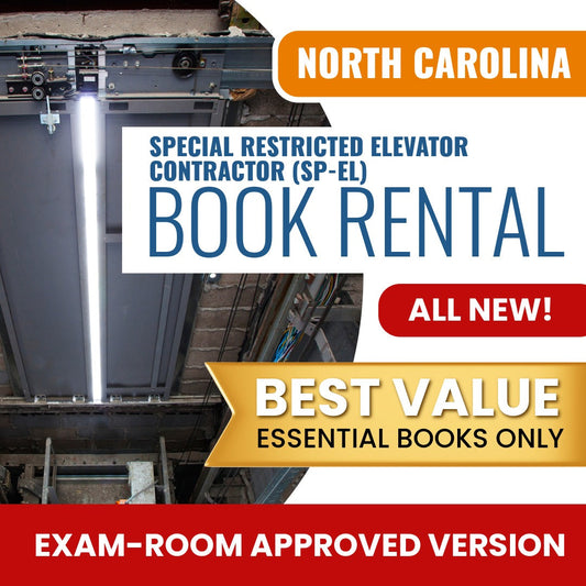 North Carolina Special Restricted Elevator Contractor (SP-EL) Books & Course Rental - Exam Room Approved
