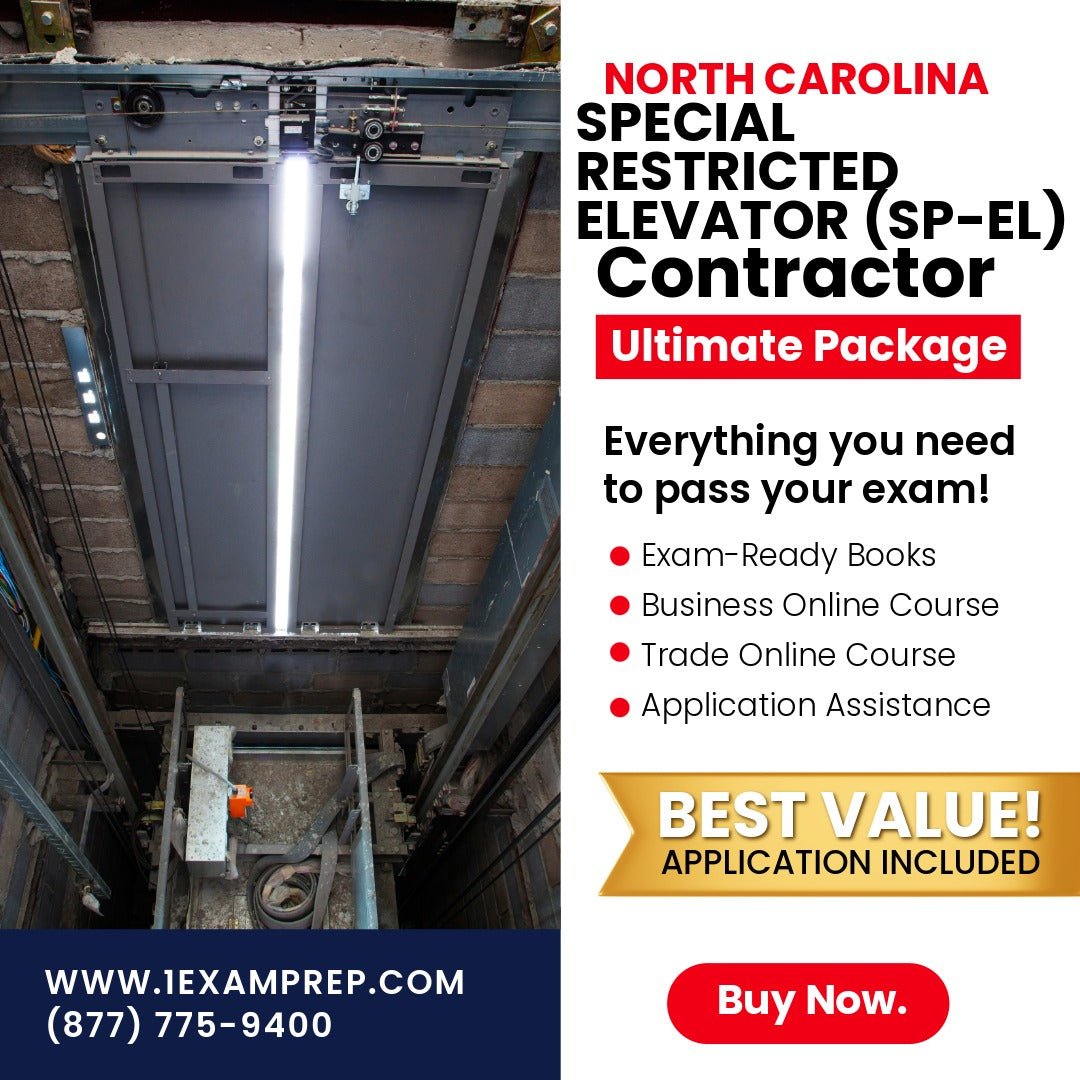 North Carolina Special Restricted Elevator Contractor (SP-EL) Ultimate Exam Prep Rental Package