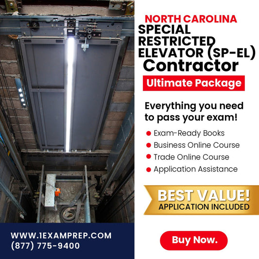 North Carolina Special Restricted Elevator Contractor (SP-EL) Ultimate Exam Prep Rental Package