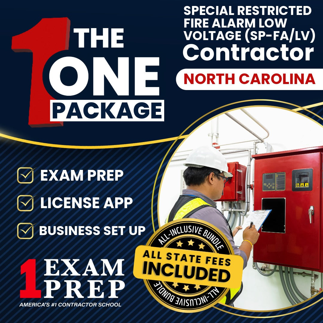 The 1 Package: All-Inclusive North Carolina Special Restricted Fire Alarm Low Voltage Contractor (SP-FA/LV) Licensing & Business Setup