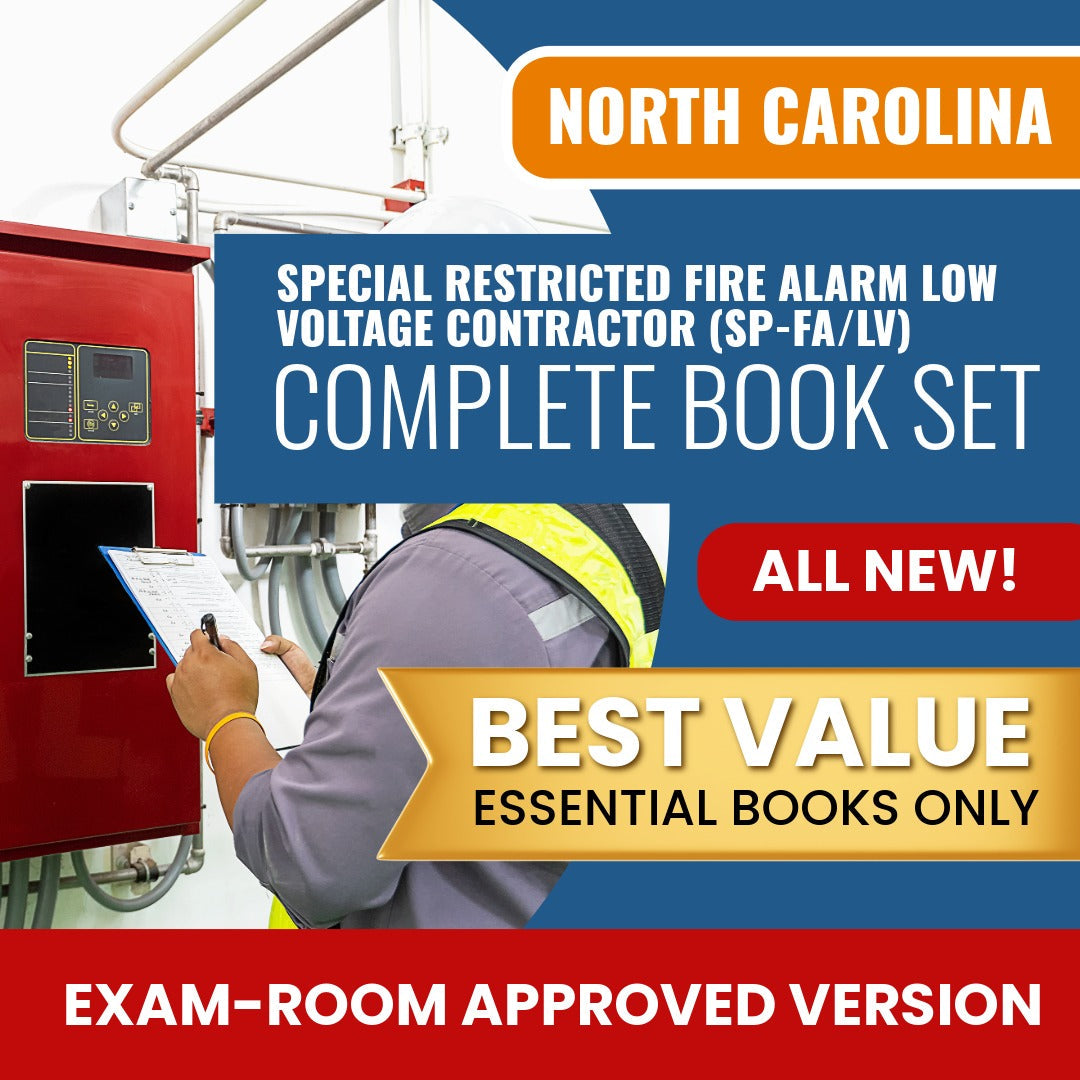 North Carolina Special Restricted Fire Alarm Low Voltage Contractor (SP-FA/LV) Books Allowed into Exam Package