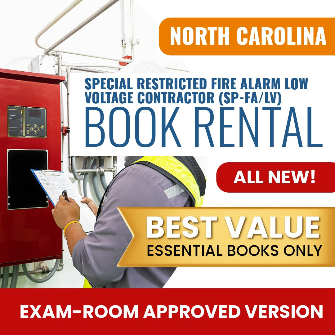 North Carolina Special Restricted Fire Alarm Low Voltage Contractor (SP-FA/LV) Books & Course Rental - Exam Room Approved