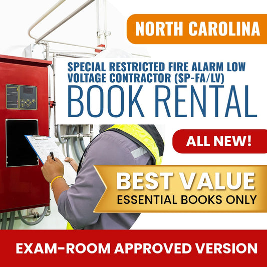 North Carolina Special Restricted Fire Alarm Low Voltage Contractor (SP-FA/LV) Books & Course Rental - Exam Room Approved