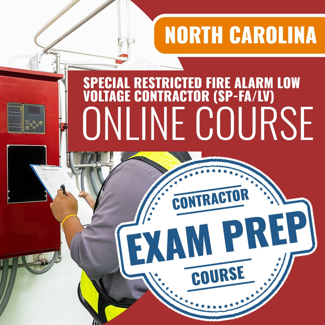 North Carolina Special Restricted Fire Alarm Low Voltage Contractor (SP-FA/LV) - Online Exam Prep