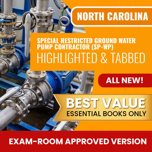 North Carolina Special Restricted Ground Water Pump Contractor (SP-WP) Highlighted & Tabbed Books Allowed into Exam Package