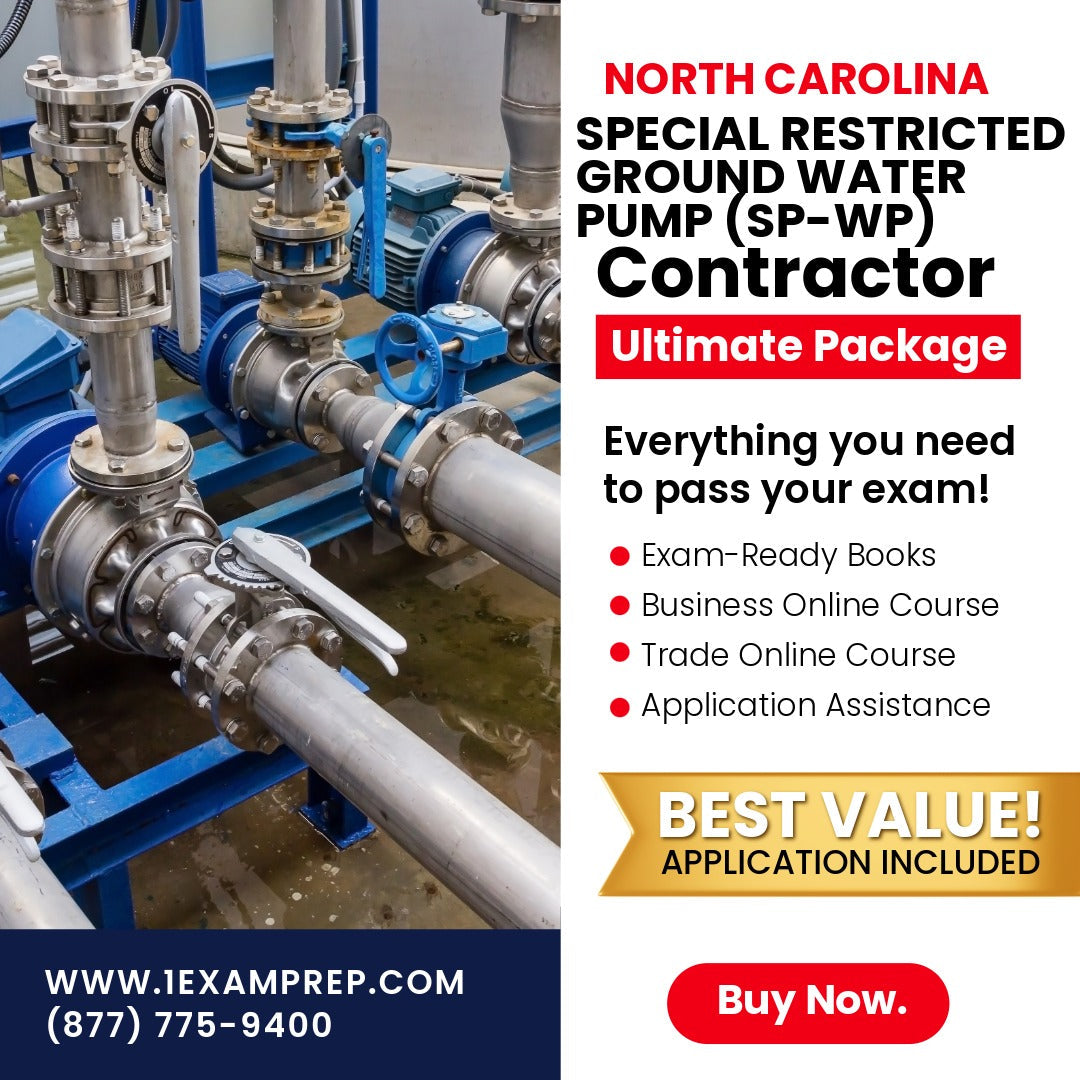 North Carolina Special Restricted Ground Water Pump Contractor (SP-WP) Ultimate Exam Prep Rental Package