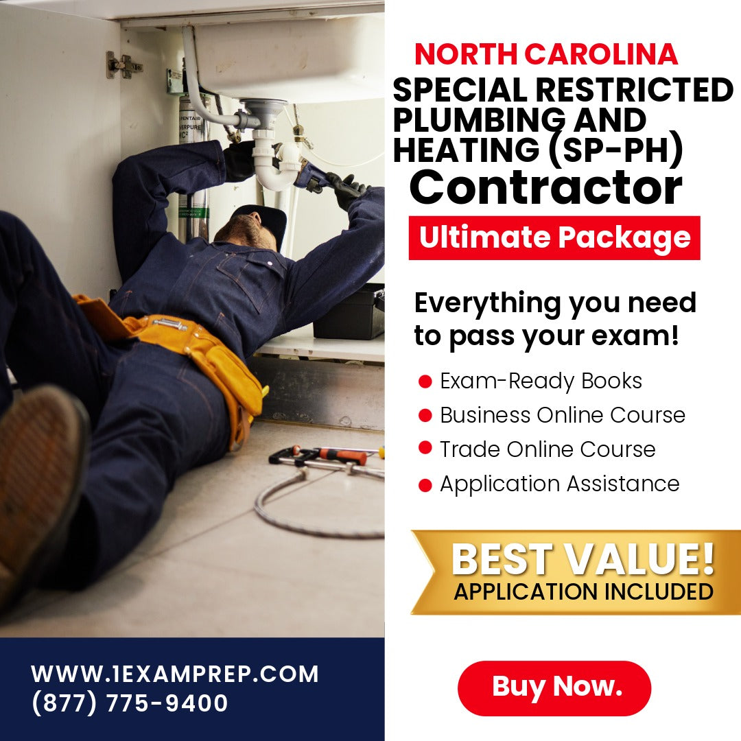 North Carolina Special Restricted Plumbing and Heating Contractor (SP-PH) Ultimate Exam Prep Rental Package
