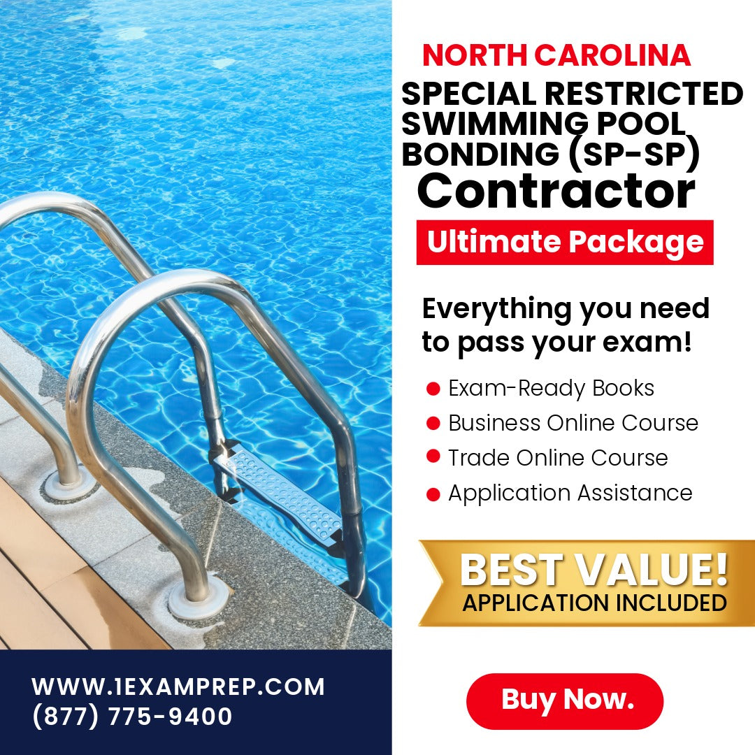 North Carolina Special Restricted Swimming Pool Bonding Contractor (SP-SP) Ultimate Exam Prep Rental Package