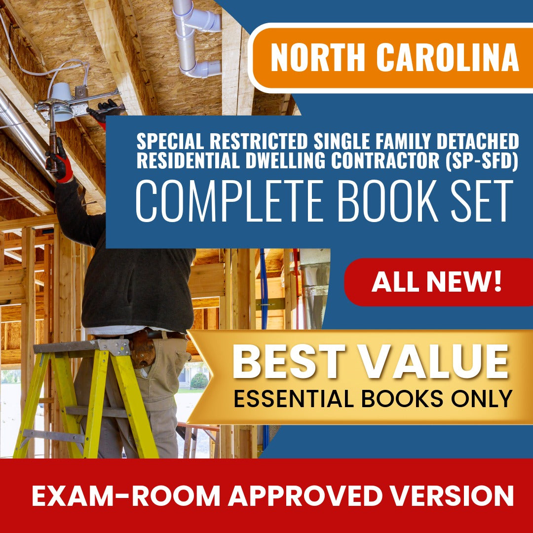 North Carolina Special Restricted Single Family Detached Residential Dwelling Contractor (SP-SFD) Books Allowed into Exam Package